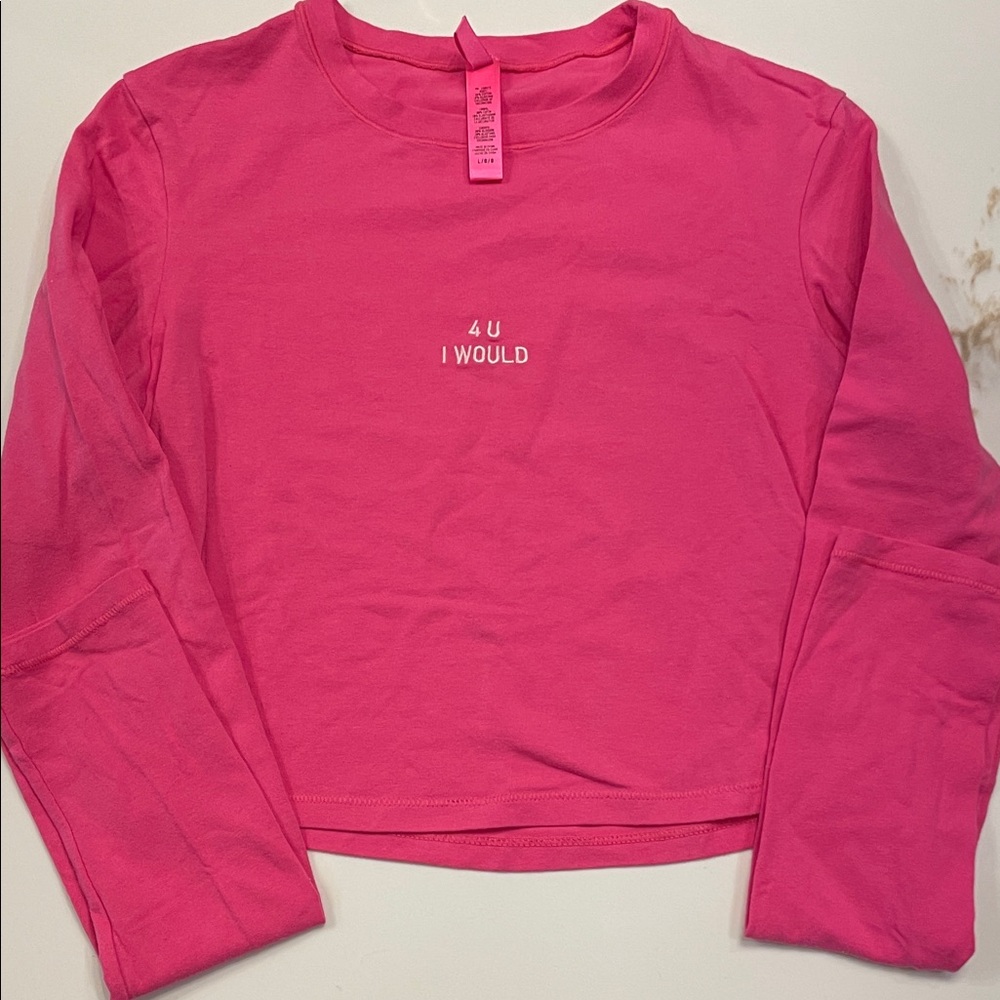 SKIMS Long-Sleeve Pink Graphic Tee 4U I Would Size L